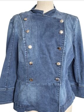 Bebe Womens Size XL Double Breasted Denim Jacket